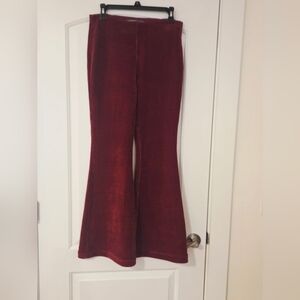 Anthropologie Light Burgundy  Corduroy Fit And Flare High Rise Boho Pants Sz Sma